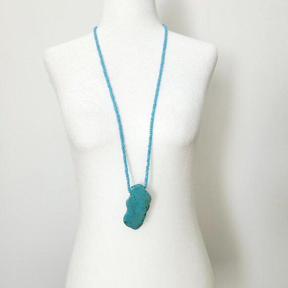 Vintage Turquoise Beaded Necklace Blue Howlite Stone Boho Hippie Witchy Jewelry‎ - Picture 8 of 15